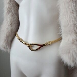 Slinky Gold Vintage Disco Stretch Belt With Hook Closure, Size Small
